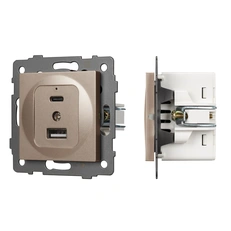 Изображение Розетка USB Type-A+C QC3.0 Arlight APO, золото светлое 049841
